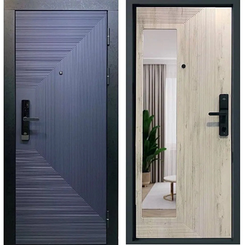 Дверь входная "Слава GM",860*2050*103мм,правая,металл -"Металлик черный",МДФ "Ницца/Ель Альпийская"