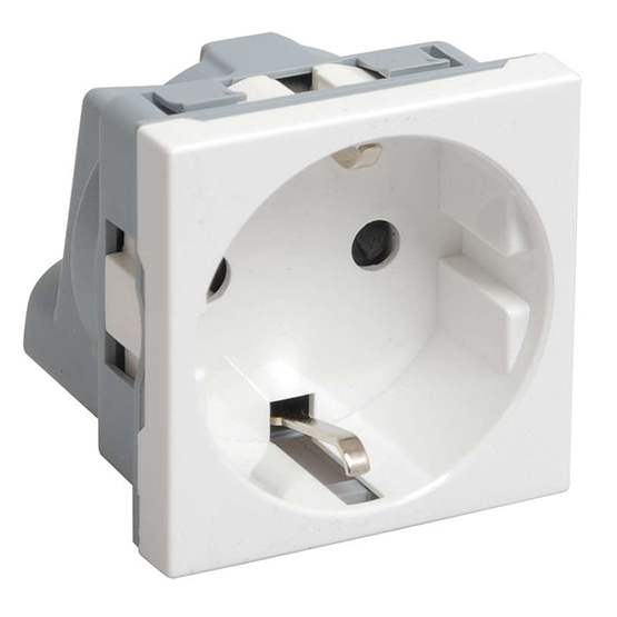 Розетка силовая с заземляющим контактом, 2 модуля, белая для кабель-канала "Праймер" РКС-20-30-П "ИЭК"