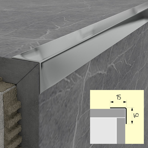 Профиль алюминиевый для плитки РПН-У01 15*15П 2,7м