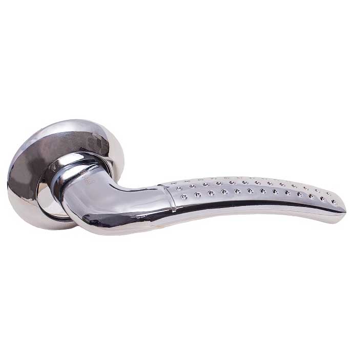 Ручка дверная "TRODOS AL-105 CP", нажимная, круглая накладка, "Хром"