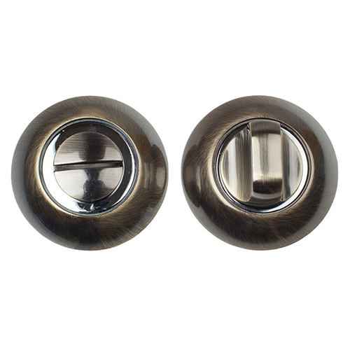 Завертка дверная "TRODOS BK-AL AB-CP", круглая накладка, "Бронза, хром"