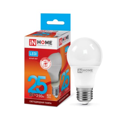 Лампа светодиодная A65 25Вт 230В Е27 4000К 2380Лм "IN HOME"