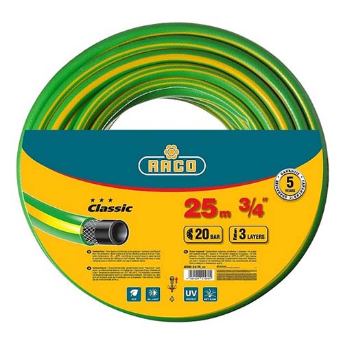 Шланг "RACO Garden Line" поливочный армированный ПВХ трёхслойный 3/4", 25м, 20атм