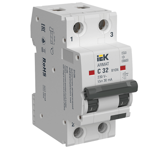 ARMAT Автоматический выключатель дифференциального тока B10N 2P C32 30мА тип A IEK