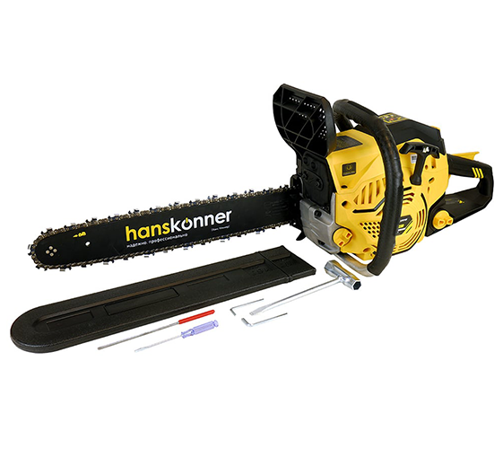 Пила бензиновая цепная HGC2020 2.0 кВт, шина 18", 72 звена, шаг цепи 0,325" Hanskonner