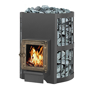 Печь банная "Везувий Скиф Стандарт 16 (ДТ-3С)" стальная, объем парильного помещения 8-18м3, диаметр дымохода-115, дверь стекло