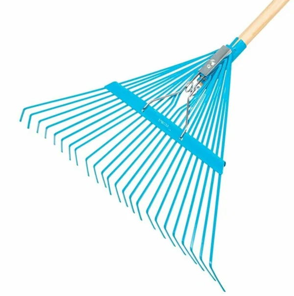 Грабли веерные стальные 540*1450мм, 24алоских зуба, лакированный черенок