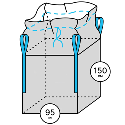 Мешок "Биг-Бэг" 95*95*150 4 стропы, верх-сборка, низ-глухой 1,5тн, 160 г/м2