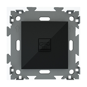 Розетка, ТЛФ1-ая, "CGSS", скрытой проводки, с рамкой, черная