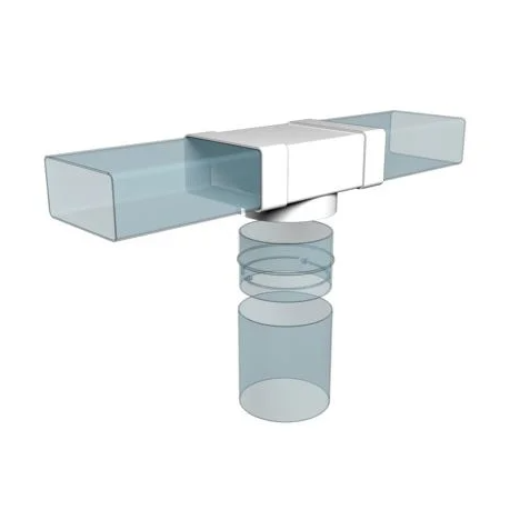 Соединитель тройник прямоугольного воздуховода с круглым внутренним 60*120/d=100 пластмассовый