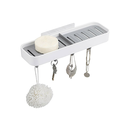 Полка &quot;Light B6680-1&quot; с 4-мя крючками, пластик, белая