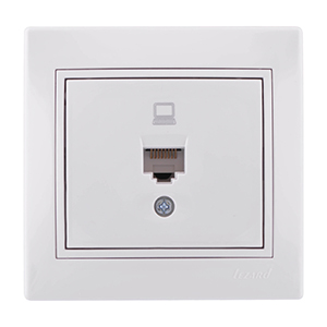 Розетка, компьютерная 1-ая "Mira Lezard", скрытой проводки, белая, RJ45