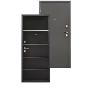 Дверь входная "Отвага", 850*2050*72мм, левая, металл - "Металлик черный", МДФ "Венге тонкий-5911-4" Город Мастеров