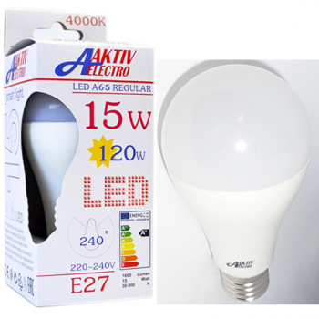 Лампа светодиодная A60 15Вт "AKTIV ELECTRO LED-A60-Regular" Е27 220-240В 6500К 1600Лм
