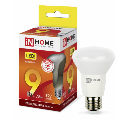 Лампа светодиодная 220В  9Вт Е27 R63 3000К 720Лм LED-R63-VC IN HOME