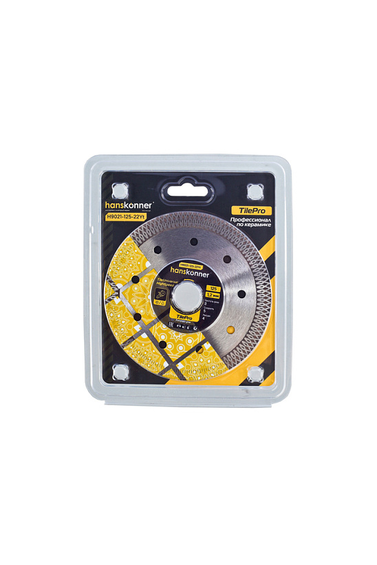 Диск алмазный для кафеля и керамогранита "Y-тип tilepro Hanskonner", 125*1,2*22,23мм, турбо. сухой рез