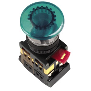 Кнопка AELA22 &quot;Грибок&quot; зеленый, d22мм неон, 240В 1з+1р &quot;ИЭК&quot;