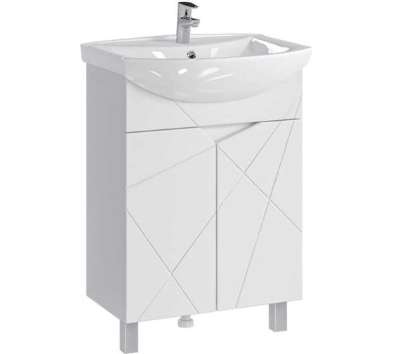 Тумба "Айсберг 60", белая с умывальником "Уют 60"