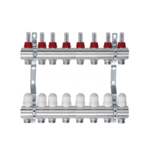 Коллекторная группа "Lavita" c расходомерами и воздухоотводчиками 1"* 8 вых.3/4"