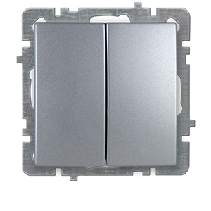 Механизм выключателя "NILSON Touran" двухклавишный, скрытой проводки, Серебро