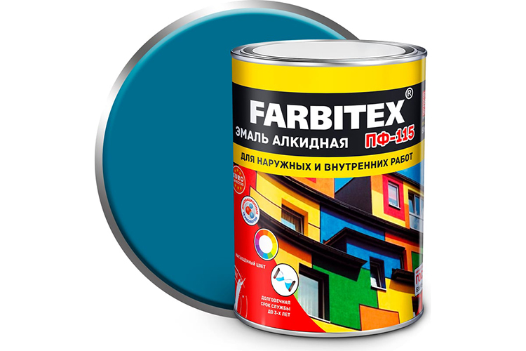 Эмаль алкидная голубая ПФ-115 &quot;FARBITEX&quot;, 0,8кг