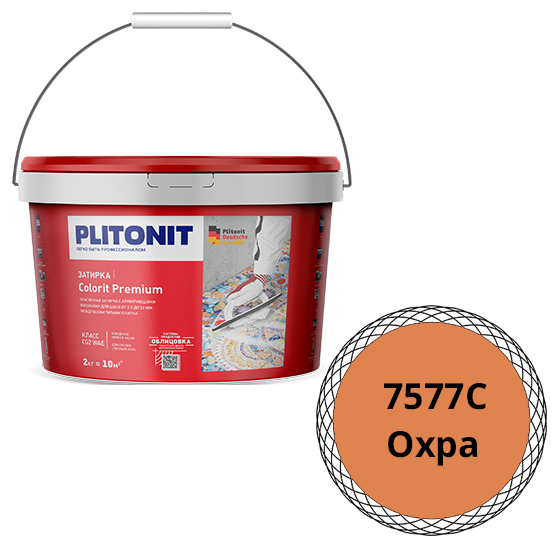 Затирка водоотталкивающая &quot;Плитонит Colorit premium&quot;, 2кг, &quot;охра&quot; цементная
