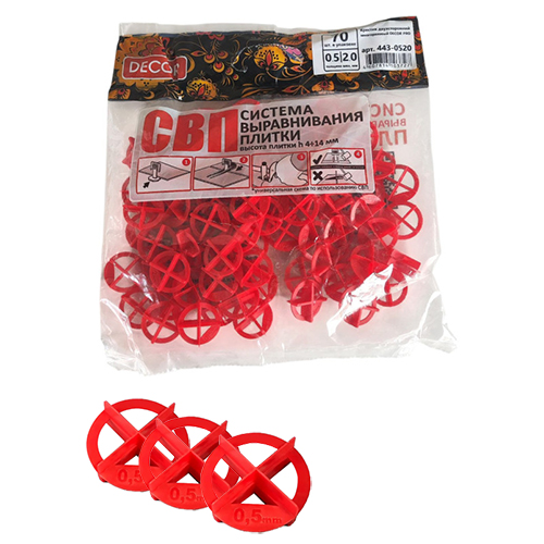 Крестики для кафеля "Decor",  двухсторонние 0.5/2 мм, 70шт/уп