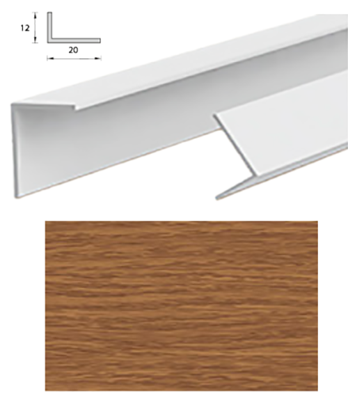 Угол ПВХ KU, 20*12мм, L=2,7м, арочный, "Дуб темный"