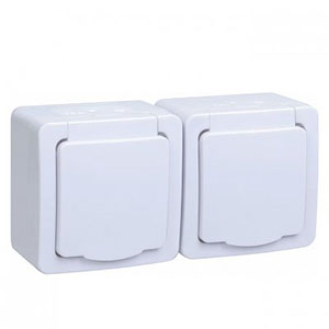 Розетка 2-я с с/з цвет крышки белый, &quot;Гермес Plus&quot; IP54 РСб22-3-ГПБб &quot;ИЭК&quot;