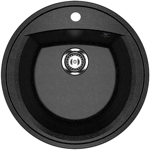Мойка из искусственного гранита  "Ulgran", 520*190мм "круглая", черный