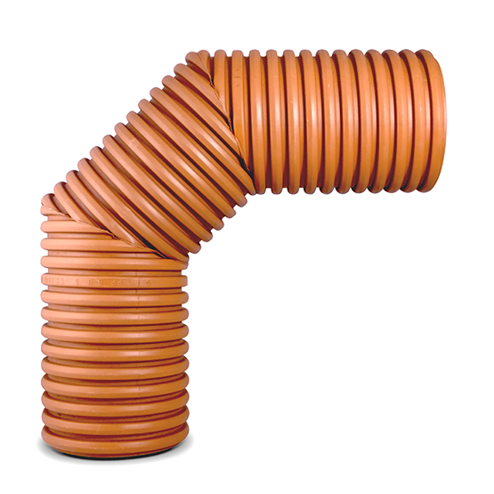 Отвод для гофрированной двухслойной трубы Polytron Prokan 200мм , 90°