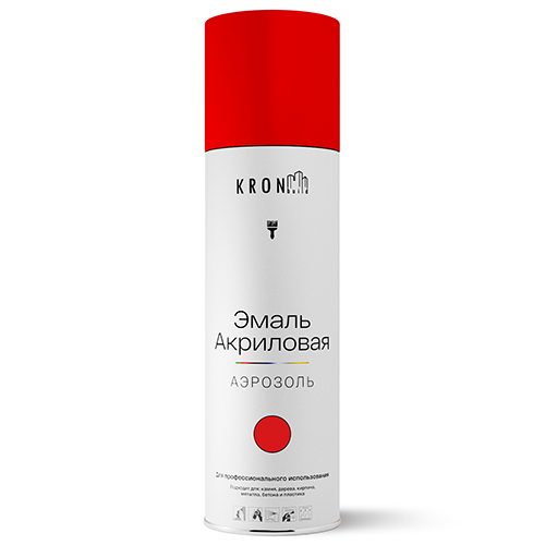 Эмаль аэрозольная красная глянцевая акриловая, KRONbuild, 520мл