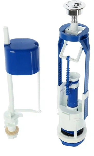 Арматура для бачка универсальная с кнопкой хром, стоп-слив, нижний подвод, АС-17.3М