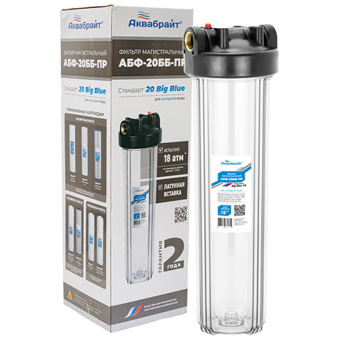 Фильтр "Аквабрайт АБФ-20ББ-ПР" на 1", прозрачный корпус