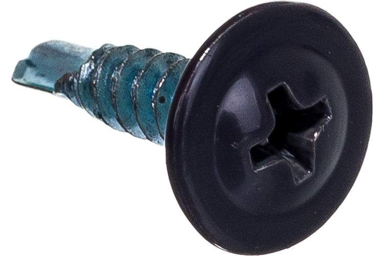 Саморез по металлу с прессшайбой графит сверло СММ 4,2*16мм RAL7024