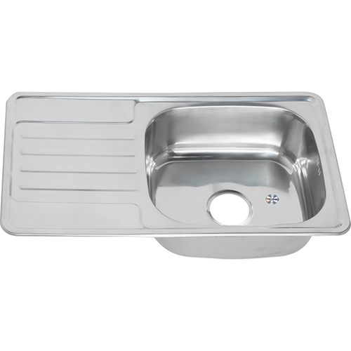 Мойка нержавеющая врезная 760*420*160*0,6мм "Melana", с выпуском 3 1/2, левое крыло, с сифоном