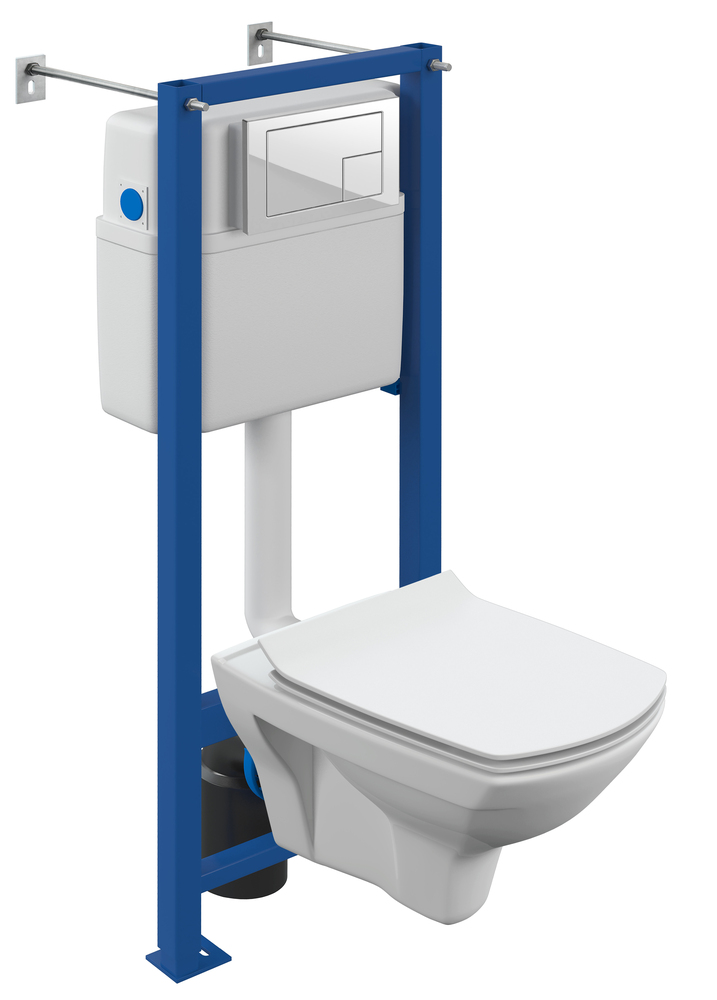 Унитаз &quot;Cersanit Carina XL CO DPL EO&quot; подвесной, с инсталляцией &quot;Vector&quot;, с кнопкой &quot;Corner&quot;, белый