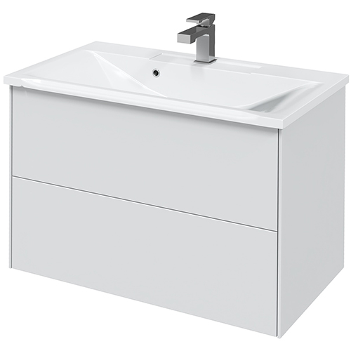 Тумба "Silk 80" белый матовый с умывальником Premier 80, подвесная