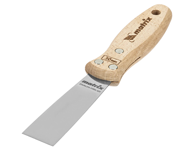 Шпатель "Matrix" из нержавеющей стали 30мм, деревянная ручка