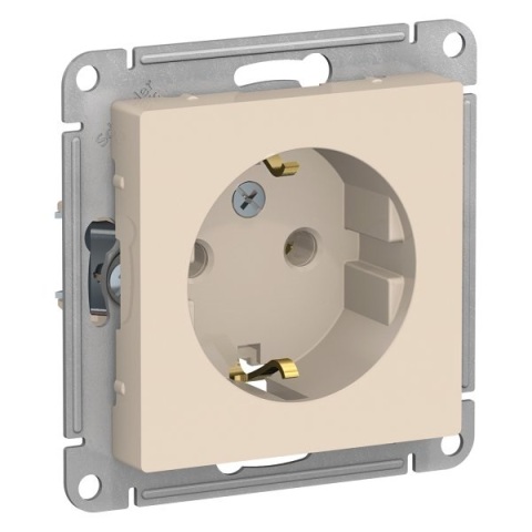 Евророзетка 1-ая 16А, с/з с/п, механизм (без рамки), ATLASDESIGN бежевый