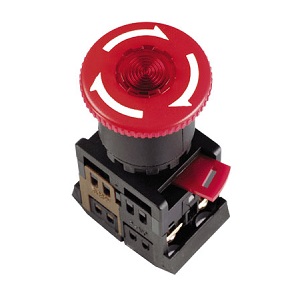 Кнопка ANE22 "Грибок"с фиксацией красный, d22мм неон, 240В 1з+1р "ИЭК"