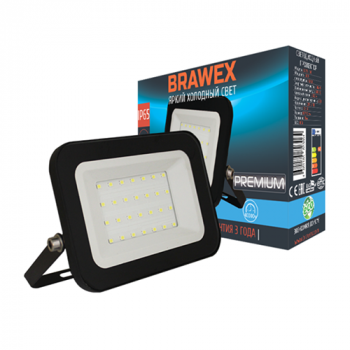 Прожектор светодиодный "BRAWEX" 30Вт 6500К холодный белый 2550Лм 220В 