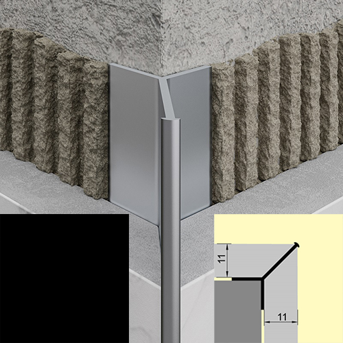 Профиль алюминиевый для плитки РП-АКП-17  10мм*2,7м, "Андонированный матовое черный"