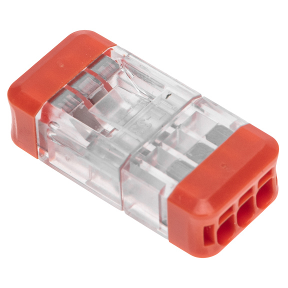 Экспресс-клемма СМК 2273-203R проходная разъемная 3 полюса 0,5-2,5мм² (50 шт/уп) REXANT