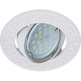 Светильник потолочный встраив. MR16 GU5.3, "Ecola DL111" встр. литой поворотный Антик2 Белый 24x88мм