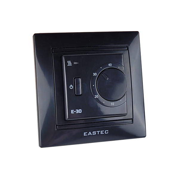 Терморегулятор &quot;Eastec&quot; E30 черный 3,5кВт скрытой установки механический, 82*82*40мм