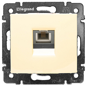Розетка, ТЛФ1-ая, "Valena Legrand", скрытой проводки, кремовая (без рамки)