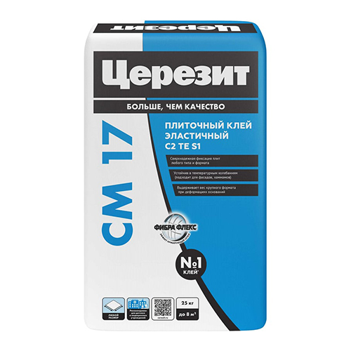 Клей для плитки/ керамогранита/ камня Ceresit CМ 17 серый (класс С2 TE S1) 25кг