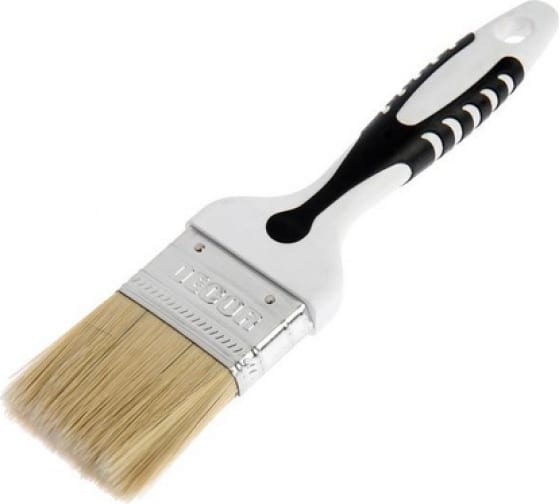 Кисть 35*15мм плоская, светлая смешанная искусственная щетина, 2К прорезиненная ручка, Decor Black White