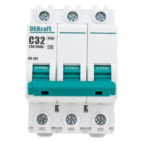 Автоматический выключатель ВА101 3Р 32А 4,5kA  "DEKraft"